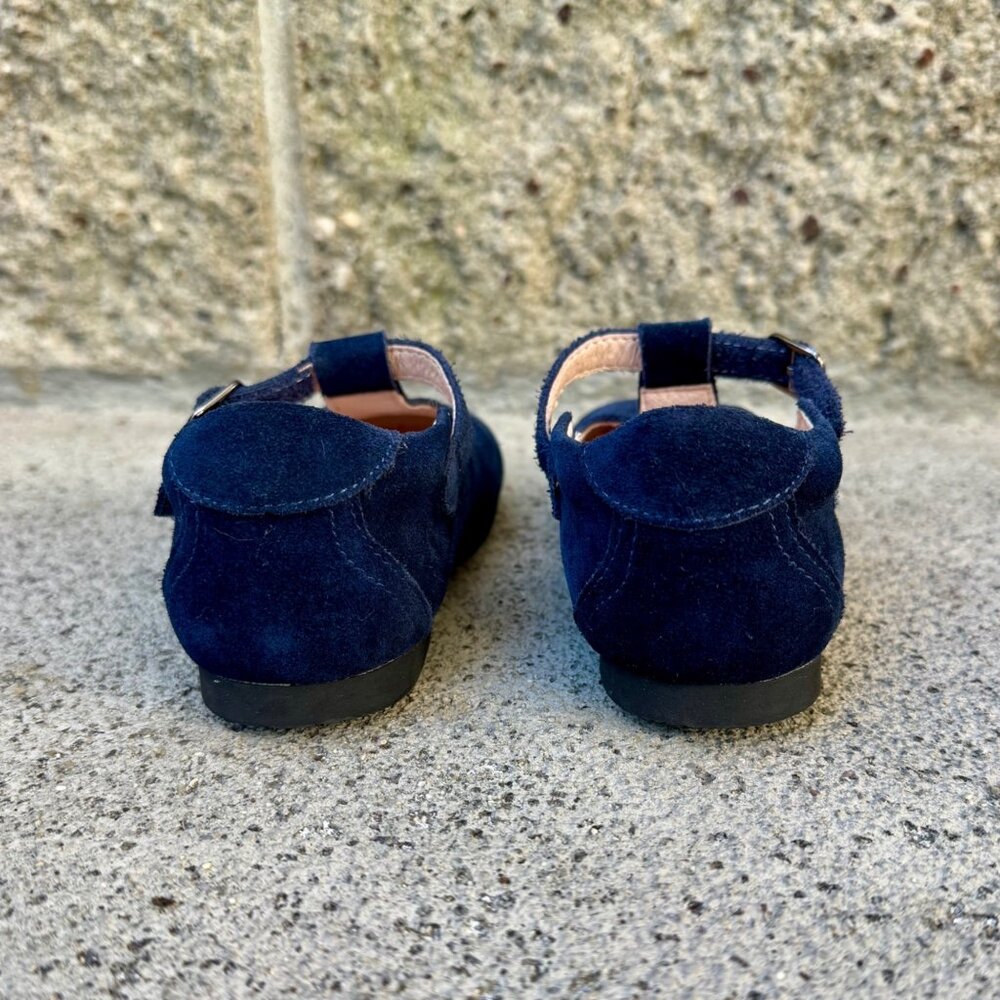 FLEURISSE Josephine T-Bar Shoes Girls 27 Navy Blue Suede Mary Janes Dress Shoe - Picture 5 of 10